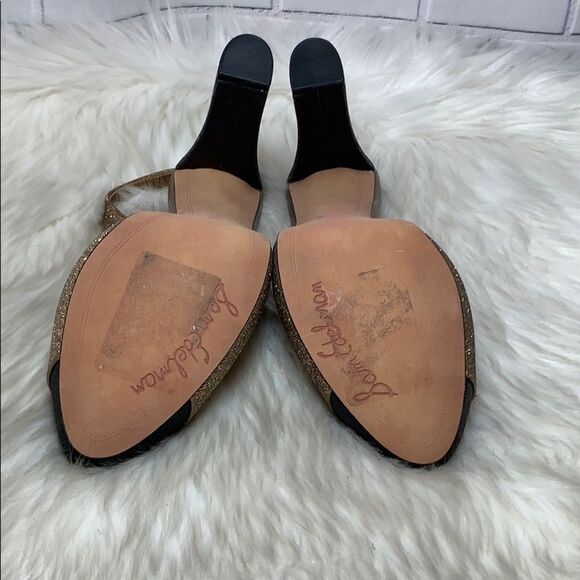 Sam Edelman Finn Glitter Gold/Black Heels Sz 8.5 - Picture 6 of 9